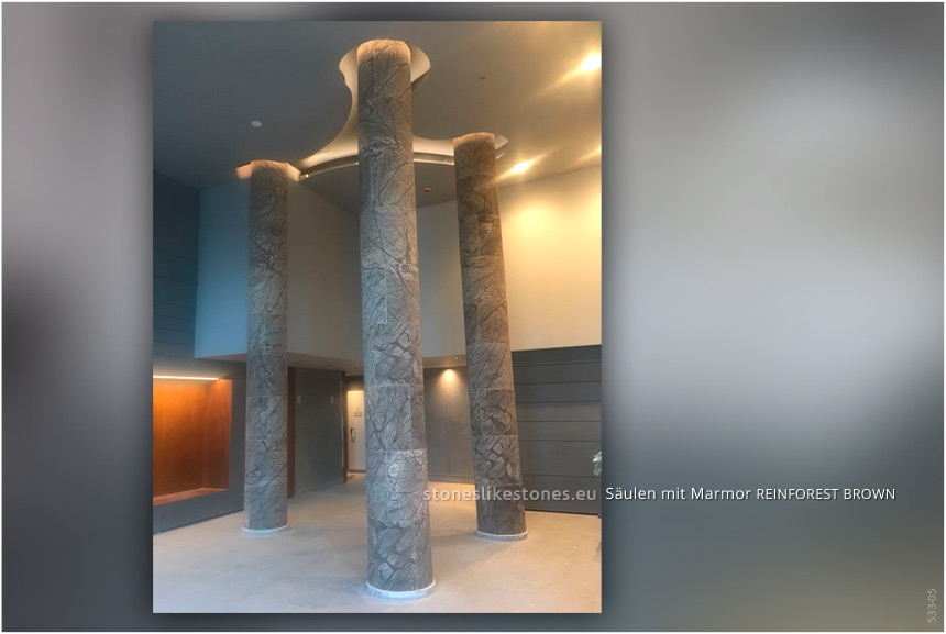 Dünnschiefer-Säulenverkleidung mit Marmor RAINFOREST BROWN – StoneslikeStones-Abb. 533-05