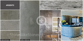 StoneslikeStones-Dünnschiefer: Glimmerschiefer-Steinfurnier Argento LG 2000 - 1,22 x 0,61 m