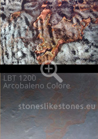 Transluzenter Dünnschiefer: Steinfurnier transluzent LBT 1200 Arcobaleno colore, Sonderformate bitte erfragen