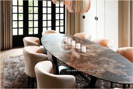 Modernes Wohnen mit ovaler Tischplatte mit Dünnschiefer Rustikal - StoneslikeStones-Abb. 425-01