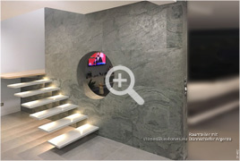 Dünnschiefer ARGENTO im modernen Wohnen – Treppe mit Raumteiler - StoneslikeStones-Abb. 514-02