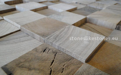 StoneslikeStones Mosaikholz Block Nuss Detail