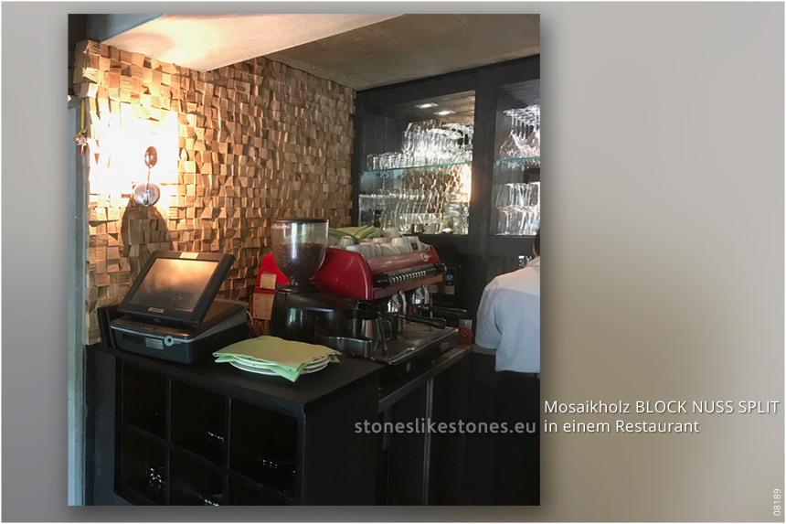 Restaurant mit Mosaikholz-Dekoration von StoneslikeStones – Abb. 08189