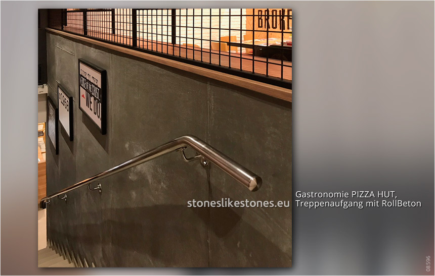 RollBeton von StoneslikeStones in einem Treppenaufgang · Fast Food-Kette PIZZA HUT - Abb. 08596