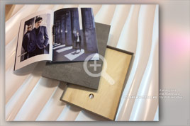 Box für Katalog-Präsentation mit bedrucktem RollBeton-Cover