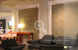 MSD-Steinpaneel LASCAS von StoneslikeStones in der Ausstellung eines Möbelhauses - 01023