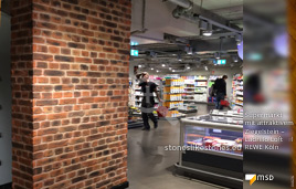 REWE-Supermarkt mit MSD-Steinpaneel Ladrillo Loft von StoneslikeStones