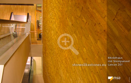 Ladenbau mit MSD-Steinpaneelen Ladrillo Loft und Akzentpaneel-Theke von StoneslikeStones – 05464