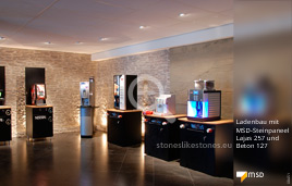 NESCAFE-Showroom mit MSD-Steinpaneel Lajas und Beton von StoneslikeStones - 08451